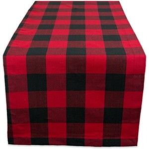 DII Buffalo Check Collection Classic Farmhouse Table Runner 14x108 Red & Black